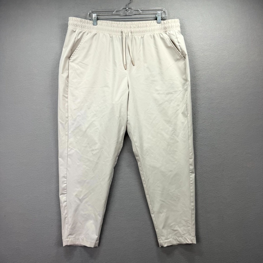 All in Motion Pants Men 2XL Fits‎ 40x26* Cream Stretch Athletic Workout Baggy